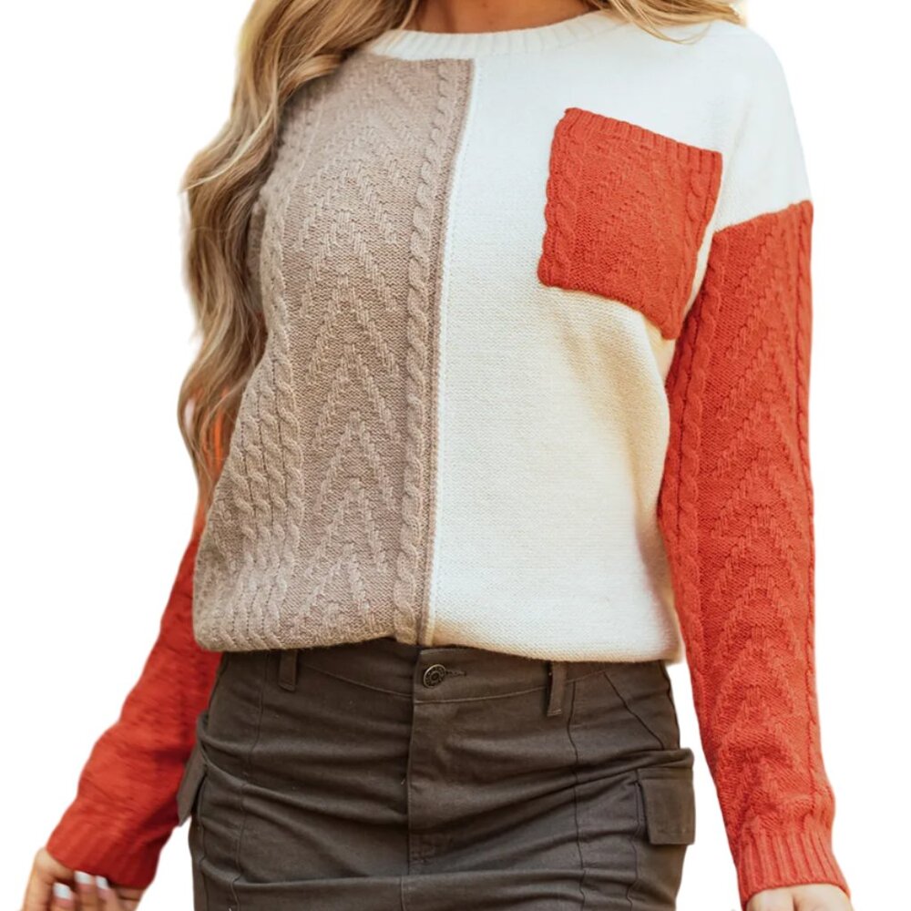 Womens Round Neck Long Sleeve Sweater